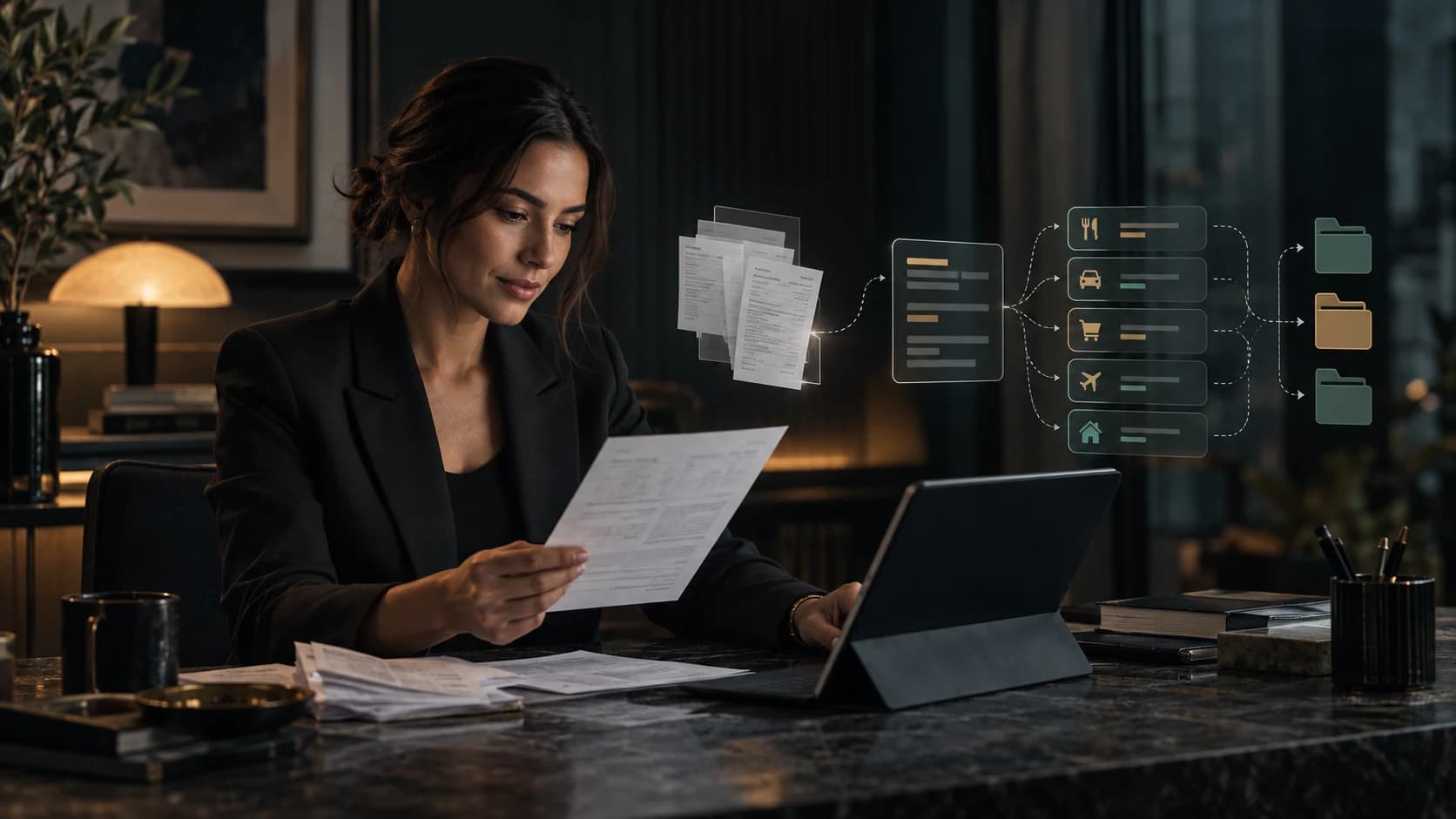 Finance professional using an intelligent workflow to extract, categorize and route information from financial documents