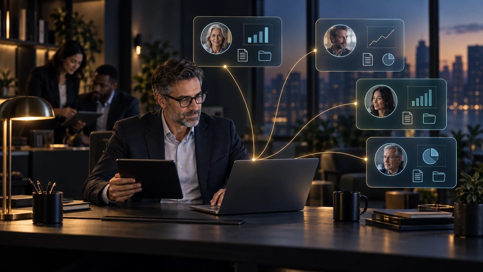 A financial professional managing multiple clearly separated client workspaces from one account